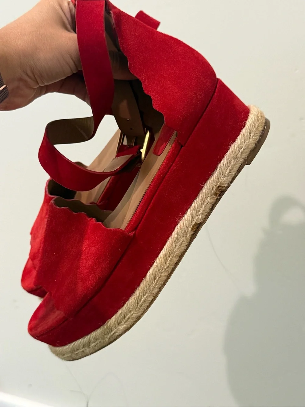 Chloé Lauren Platform Espadrilles Red